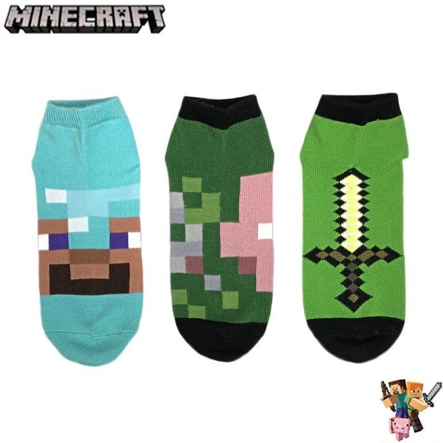靴下マインクラフトソックス Quarters ダイヤのフル装備 ゾンビピッグマン 金の剣 ガスト 卵 ネザーラック 6 Pack 1set 034 Minecraft