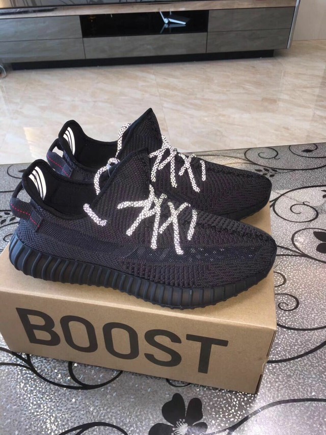 中古品 Adidas Yeezy Boost 350 V2 Black Static アディダス イージー ブースト ブラック スタティック 黒 Reflective Love Fashion Shop