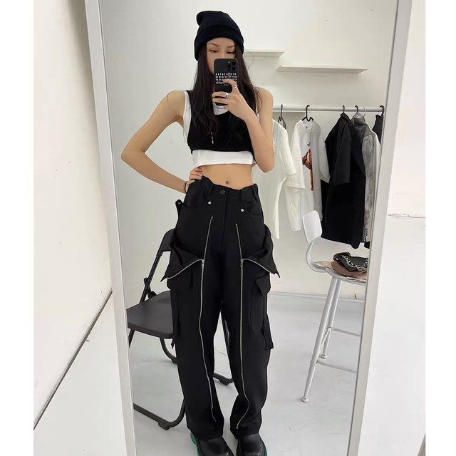 zipper design loose pants