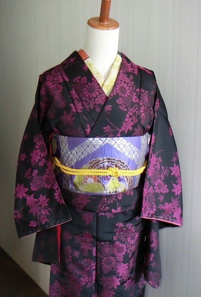 昭和レトロ 小菊が可愛い お召 袷着物 Kimono Bito