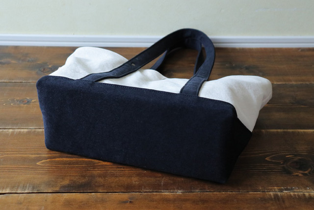 数量限定 残り1点 サイズ対応 大容量の肩掛け横長トート キナリ ブラック 倉敷帆布8号使用 Studio Coudre