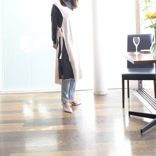 ニットロングベスト Uenohatoya