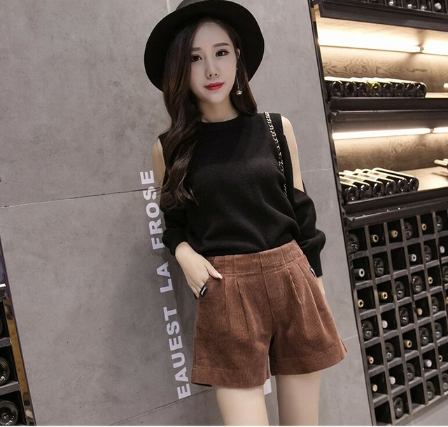 大人可愛い コーデュロイパンツ ショートパンツ レディース 秋冬 カジュアル シンプル デイリー 着回し オルチャン 韓国 デート 大きいサイズ Ptnym2251 Shop Suba