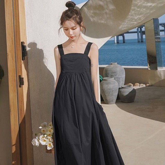 ワンピース マキシ丈 夏新作 キャミソールワンピース バイカラー リボン ワンピース 夏 韓国 ファッション おしゃれ 体型カバー ふんわり ワンピース マキシ丈 夏新作 キャミソールワンピース Leaflower 001 リーフラワー レディースファッション専門店