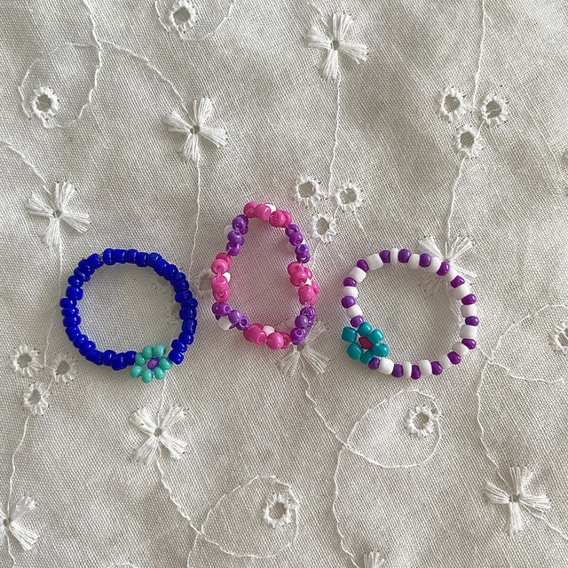 Sale お花のビーズリング3点セット Daisysun