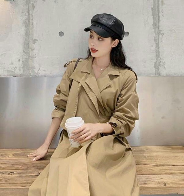 韓国 ファッション レディース トレンチコート アウター オーバーサイズ ワンピース Japan Classic Store