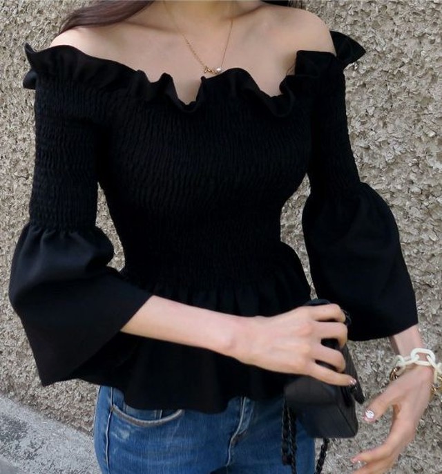 レディース トップス セクシー 春 カットソーレディース レディース 長袖カットソー オフショルダー 七分袖 フリル タイト Jm3152 Dress No Sato