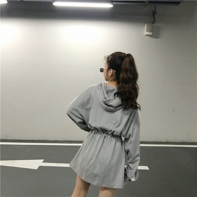 スポーティー ミニワンピース グレー バイカラー ミニワンピ 春夏 長袖 ストリート系 カジュアル オルチャン 韓国 Ptnym1380 Shop Suba