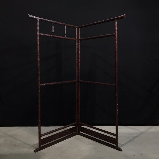 3jr0328 6 10 衣紋掛け 衣桁 屏風式 アンティーク 昭和レトロ 和室 古民家 時代物 サイズ約68 5 151 6 Antiqueshop
