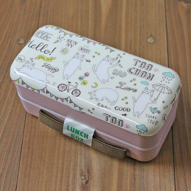 コネコノミルキー ランチボックス 子猫 猫雑貨 キッチン用品 ネコ キャット 肉球雑貨ホワイトアンドピーチ