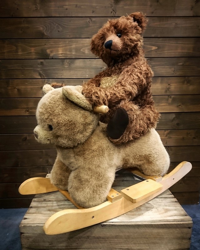 もくば じゃないよ もくま だよ くまのぬいぐるみ木馬 ロッキングベア テディベア 昭和レトロ インテリア 古着屋 Sputonic