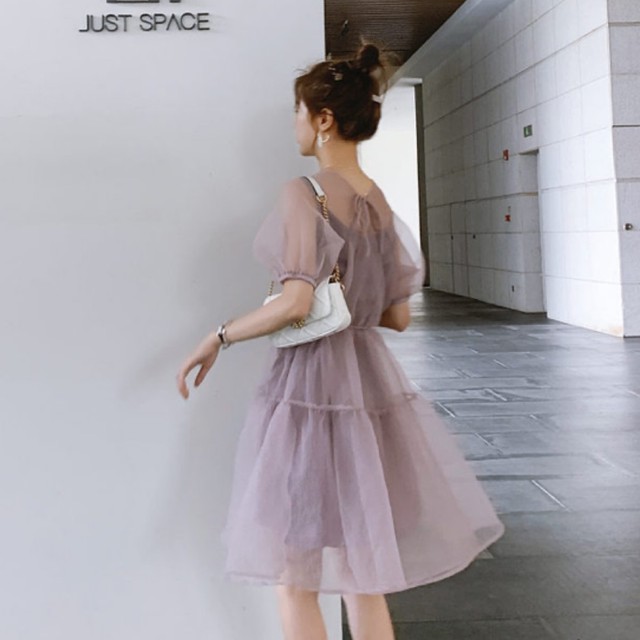 送料無料 ラベンダー フェアリー ワンピース ドレス ミニ フレア Santamonic Trend セレクトショップ
