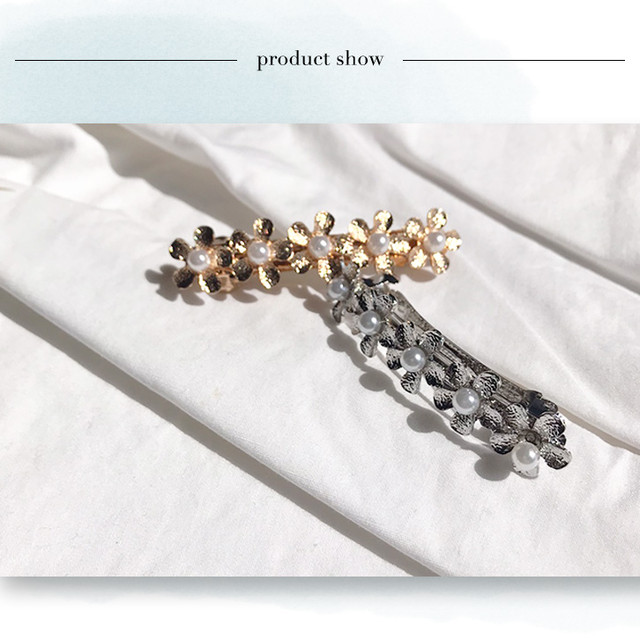 バレッタ ヘアクリップ ヘアアクセサリー フラワー お花 フラワーバレッタ ヘアアレンジ 髪留め シンプル かわいい シルバー ゴールド お花モチーフ 上品 パール ヘアアクセ 髪飾り キラキラ おしゃれ レディース ハーフアップ まとめ髪 Ange Mignon