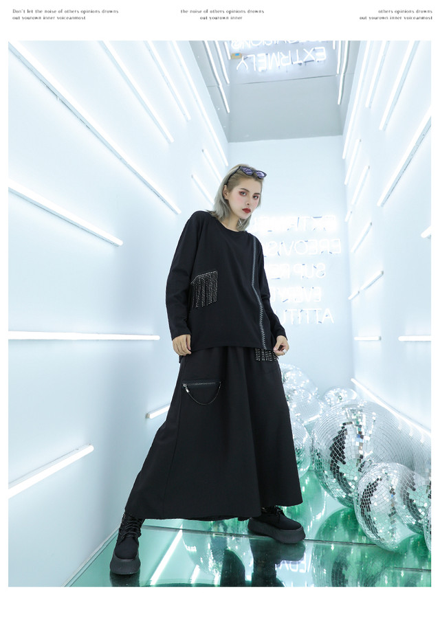 タッセルトップ モード系ファッション ボトミングシャツ 緩い 長袖 トップス クール Mt Eclat