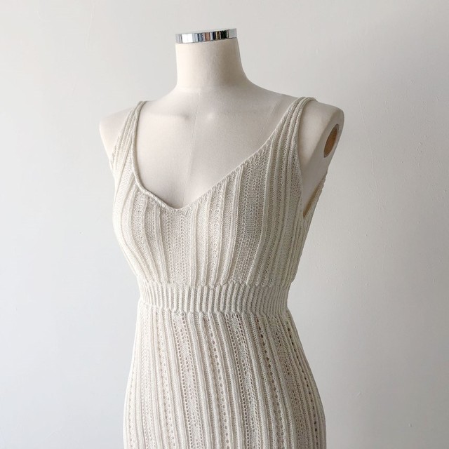ニットワンピ ニットワンピース 40代 ロング タイト コーデ 50代 30代 サマーニット ノースリーブ 夏 リブニット 透かし きれいめ 上品 無地 デート 女子会 おしゃれ 大人 可愛い Dress Plaatje