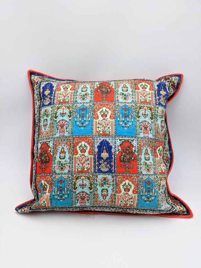 トルコクッションカバー 窓柄 オレンジブルー オレンジブラウン ネイビー Zakurotokyo