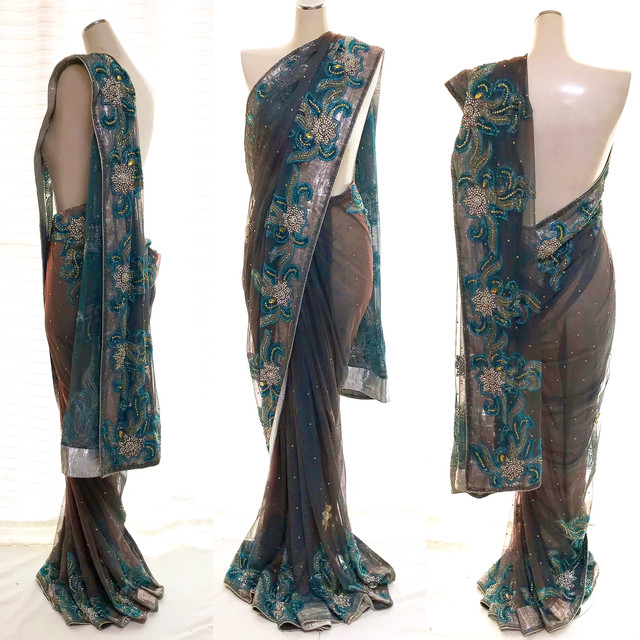 インド刺繡 サリー サリーボーダー 刺繍 生地 布 素材 Bw 23 Madhuri マドゥリ インドサリー 生地 小物