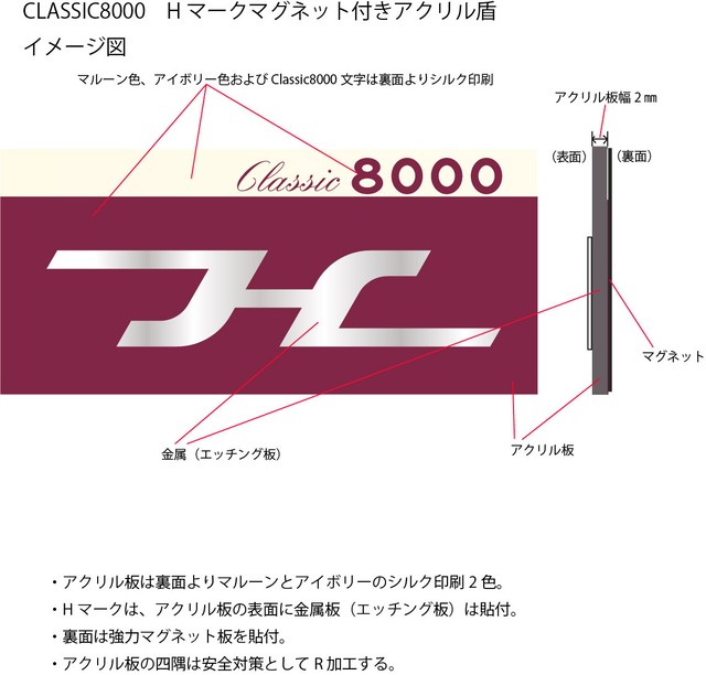 CLASSIC8000 ℋマーク アクリルマグネット