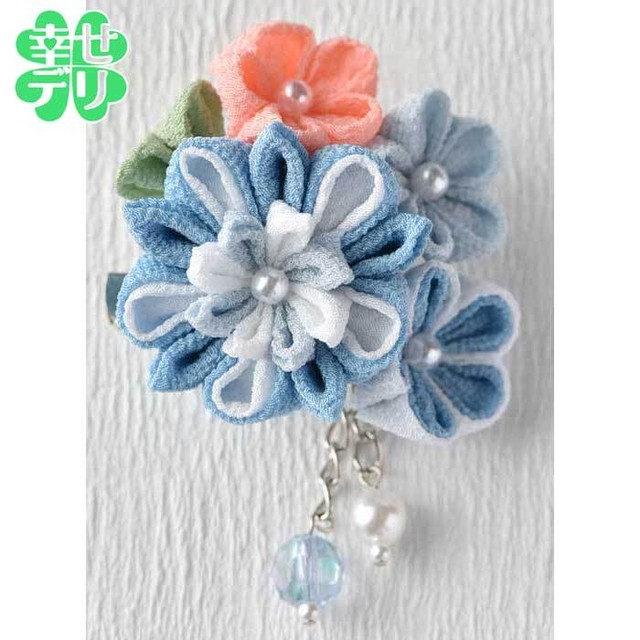 つまみ細工 彩花ブローチ 手作りキット 水色 裁縫 手芸 ハンドメイド ちりめん 和風 Th Lh 415 幸せデリバリー リングピロー などの結婚式アイテム 手芸用品の通販