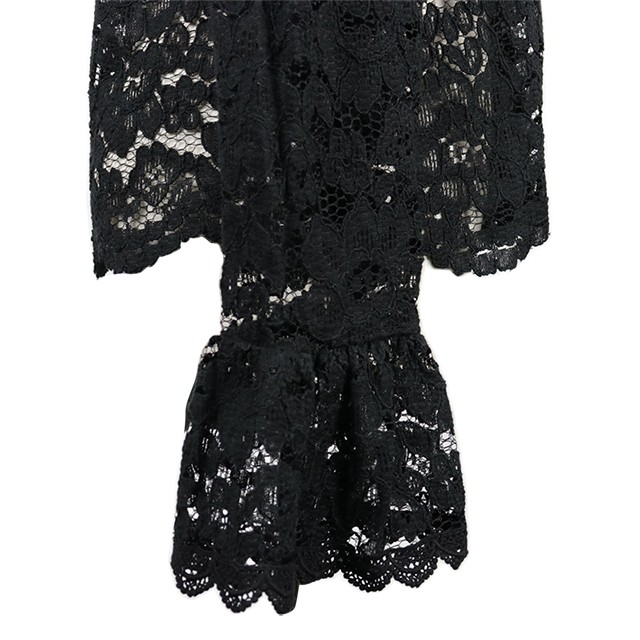 クロスステッチ ビッグ襟 レース ブラウス Lazool