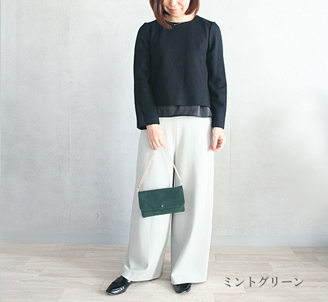 ポンチ素材ワイドパンツ 裏起毛 国産 aw 小さいサイズ専門店 Littlemy