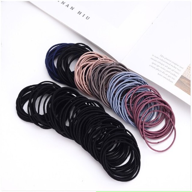 即納 ヘアゴム 細い 2mm 100本セット キッズ ママ おしゃれ 髪ゴム 髪留め 結び目無しタイプ Carina Kids Baby 送料無料