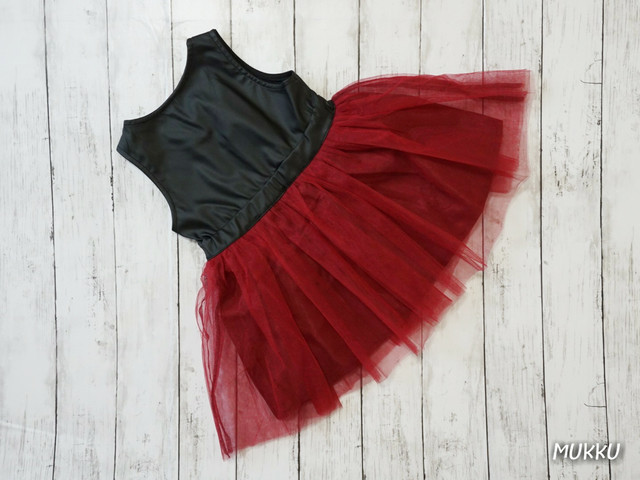 韓国子供服 フェイクレザー切替チュールワンピース おしゃれな韓国子供服のプチプラ通販サイトmukku