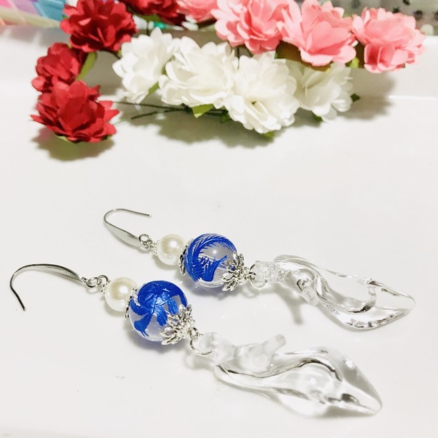 中国神話四神 玄武 朱雀 手彫りピアス Bzshop5