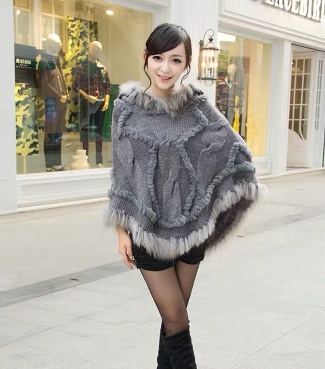 昨年人気商品 リアルラビットファーポンチョ 3color Selectshop Mymee