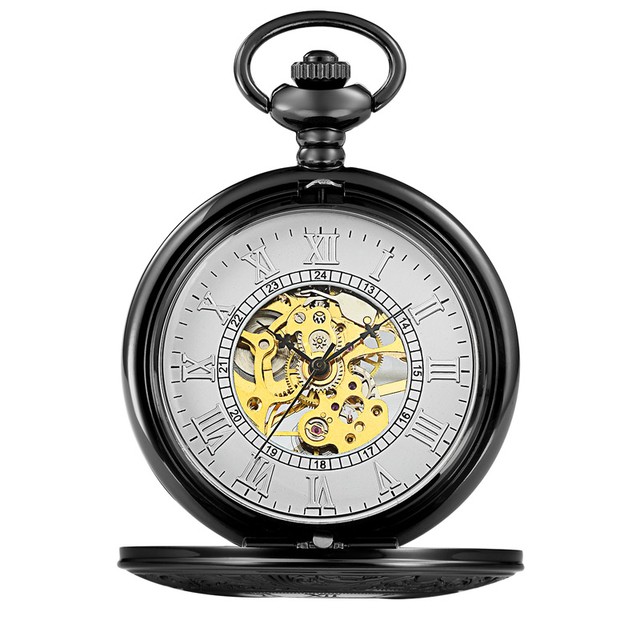 高級ブランドアンティークスケルトン機械式懐中時計ギフト男性チェーンネックレスファッションカジュアルポケット Fob高級時計時計 Brown Black Red Braverybase