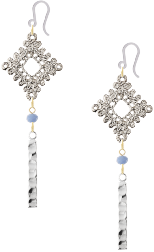 レースひし形シルバーメタルピアス Lunamade