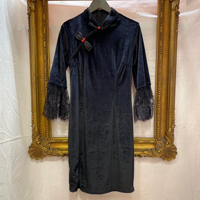 レースベルスリーブベロアチャイナワンピース Burlesque