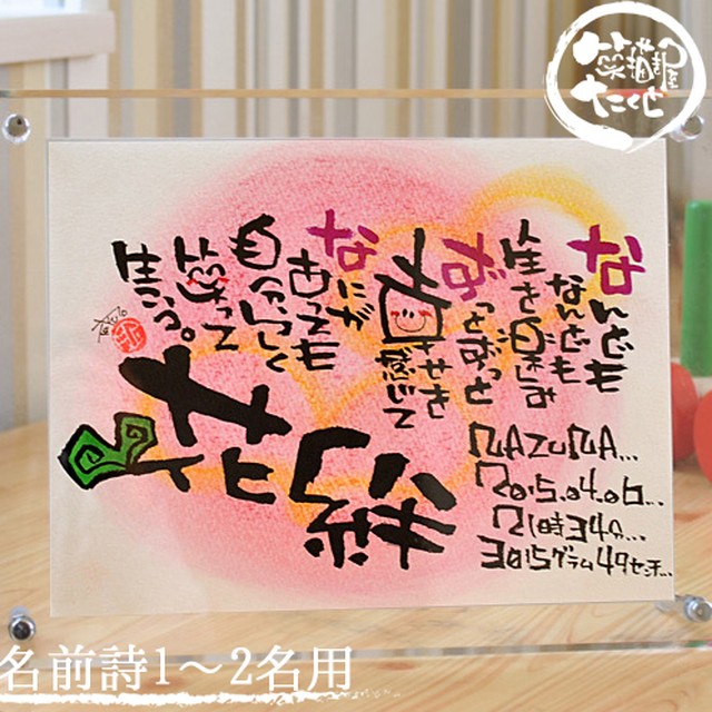 記念日対応 アクリルフレーム 2L【詩制作 追加オプション対応 1~2人用】出産祝い 誕生日プレゼント 結婚記念日 名前入りギフト 名前詩 名前ポエム