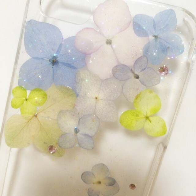 ふんわり紫陽花 押し花 Iphoneケース Akik0 Phone オーダーstop中