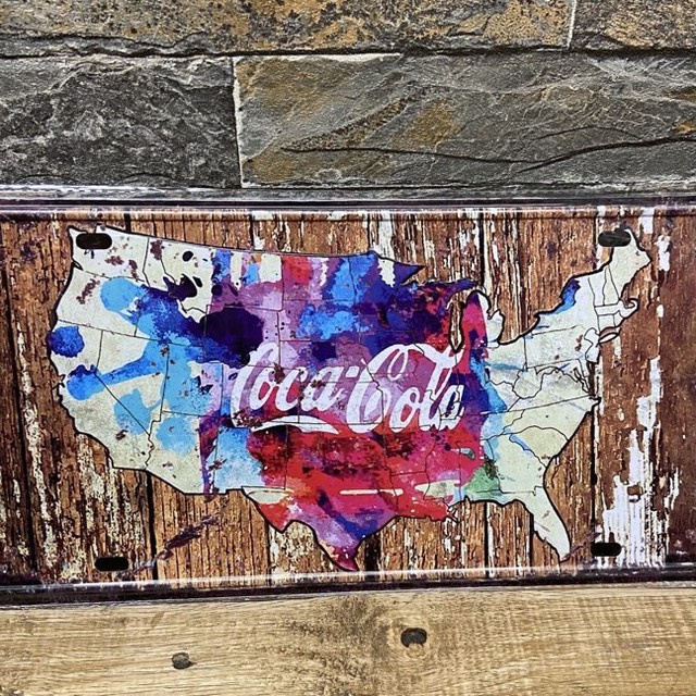 ナンバープレート Coca Cola コカコーラ 地図 プレート インテリア雑貨 アメリカ雑貨 Avirapink アビラピンク 公式通販サイト