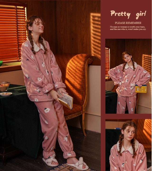 ルームウエア 部屋着 上下セット パジャマ 暖か フリース 長袖 袖ゴム 冬用 Mitchie Mary