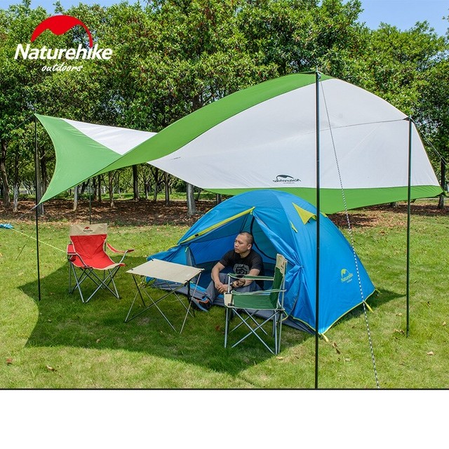 Naturehikeポール付き六角形サンシェルター防水オーニングキャノピービーチテントビーチシェードタープパーゴラキャンプサンシェードガゼボ 5x460cm Red Braverybase