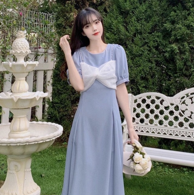 レディースファッション ロングワンピース 清楚コーデ リボン シンプル 春夏コーデ 新作 2xlまで More Lluze モア ルーゼ