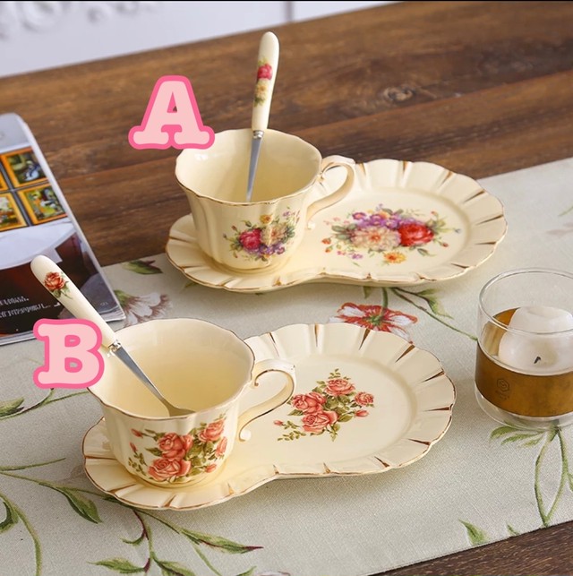 お取り寄せ商品 3点セット コーヒーカップ ソーサー スプーン 花柄 アンティーク オシャレ インスタ映え お家カフェ Teatimepot