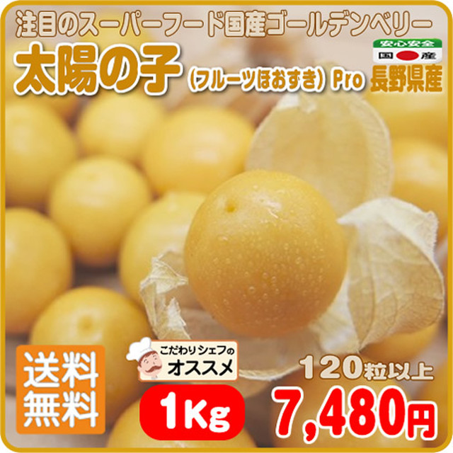 フルーツほおずき 注目のスーパーフード ゴールデンベリー 送料無料 太陽の子 ｐｒｏ １ｋｇ １２０粒以上 長野県産 イーファーマーズ E Farmers