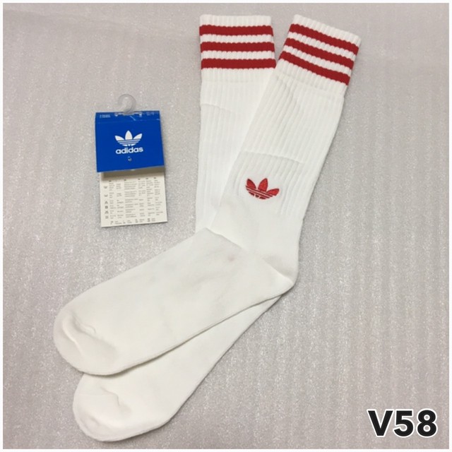アディダス オリジナルス Adidas Originals ソックス 靴下 3ライン トレフォイル 白赤 V58 Etc