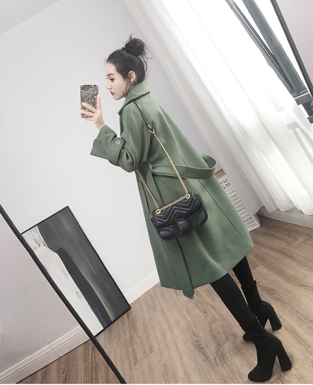コート ガウンコート モスグリーン 秋冬 チェスターコート ゆったり ベルト付き 大人可愛い シック カジュアル Toptop