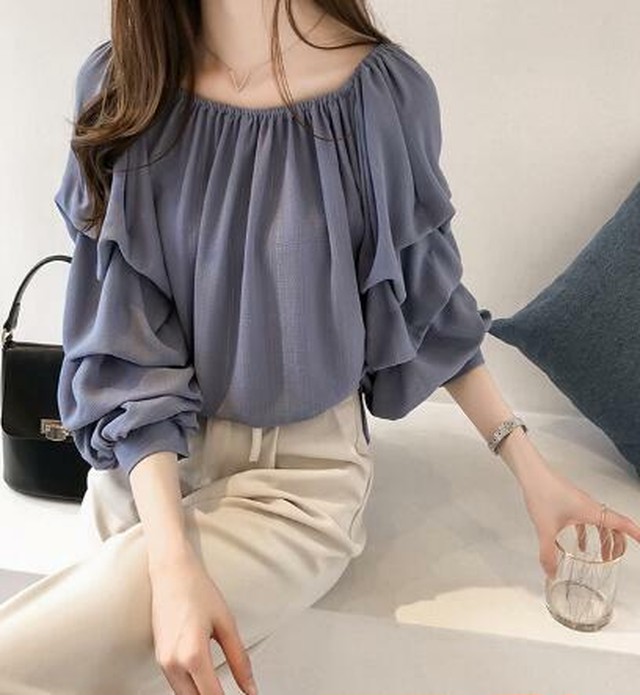 3色展開 裾フリルトップス Dahliastyle