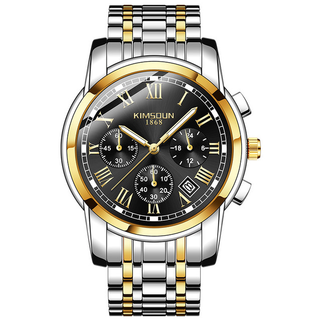 Kimsdunメンズ腕時計トップブランドの高級スポーツクォーツ防水時計男性ファッション合金ゴールド腕時計メンズドロップシッピング新しい19 C4 Braverybase