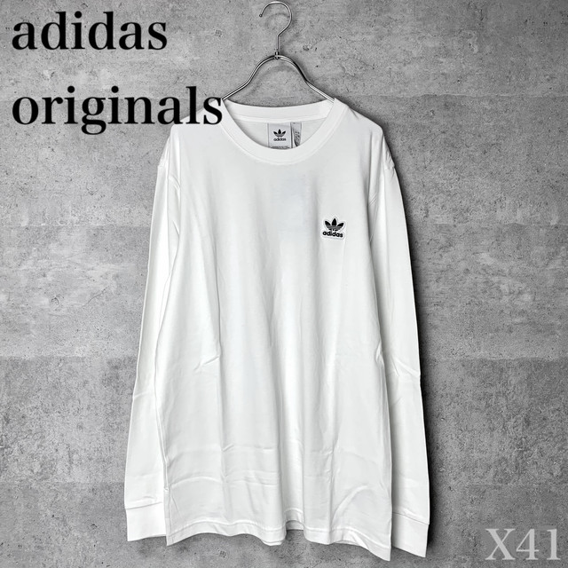 アディダス ワッペンロゴ 胸ロゴ 長袖 Tシャツ ワンポイント 白 ホワイト Xo X41 Etc