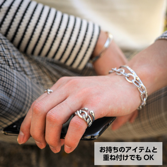 シルバー925 ピンキーリング メンズ チェーン リング ツイスト ねじり ひねり 燻し加工 リング いぶし シルバーリング ピンキー リング 指輪 Abalent