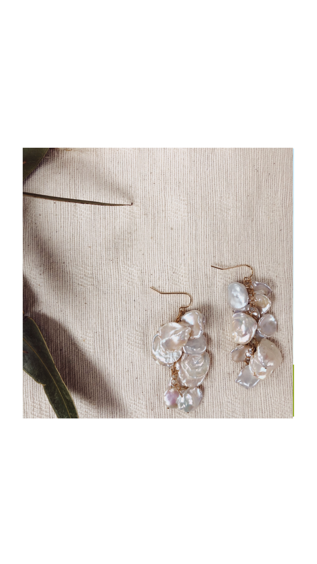 Petal Freshwater Pearl Fringe Pierce 花びら淡水パールフリンジピアス