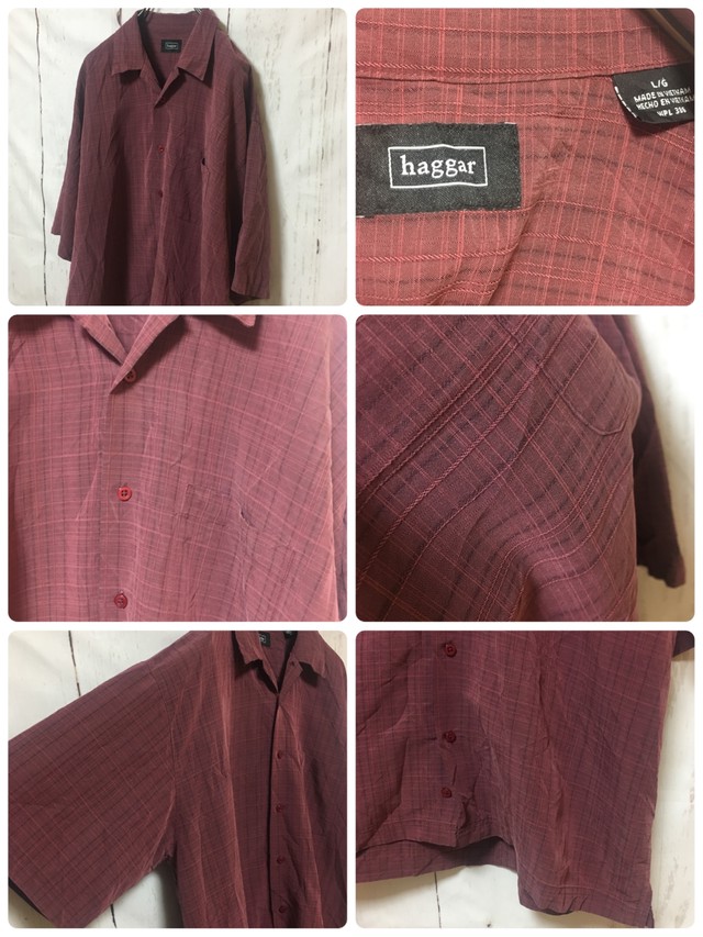 Haggar ハガー 半袖 レーヨンシャツ メンズl ヴィンテージシャツ 古着 Ia Ra By P Tail Net