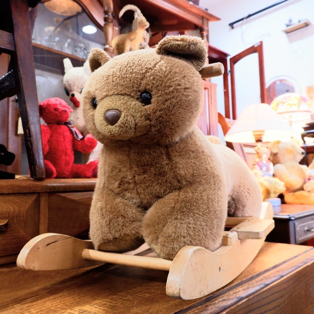 もくば じゃないよ もくま だよ 2号 くまのぬいぐるみ木馬 ロッキングベア テディベア 昭和レトロ インテリア 古着屋 Sputonic