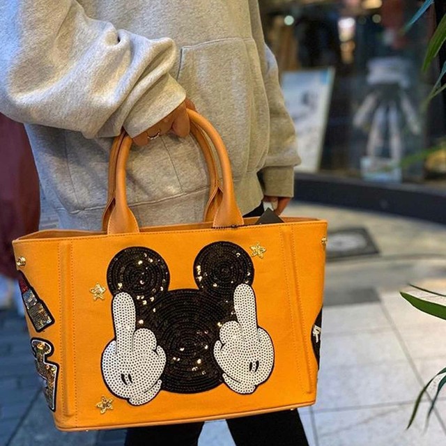 Cielo Velita シエロ ベリータ スパンコールワッペントートバッグ Mickey Bag オレンジ バッグ レディース Brillante ブリランテ